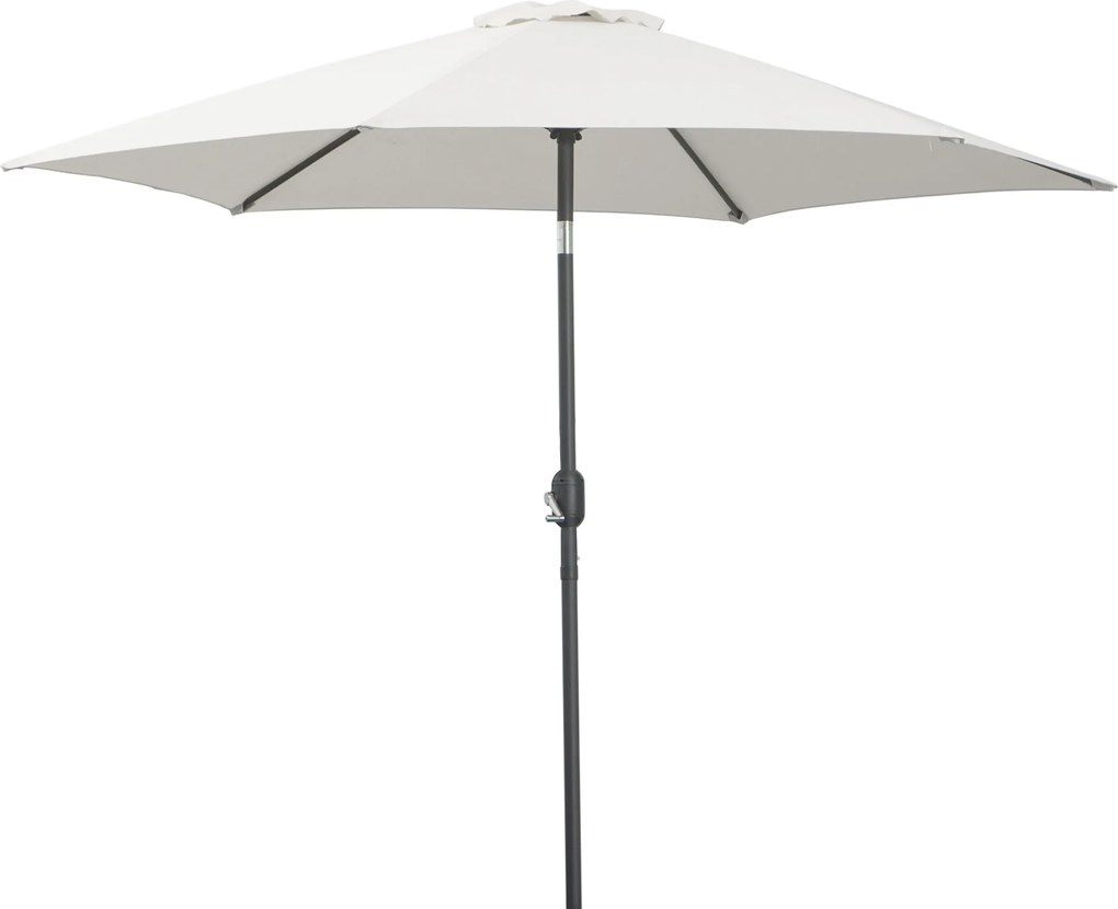 Záhradný slnečník Outsunny hliníkový Ø260x235 cm s polohovateľným rámom a kľukou, 6 kovovými prútmi pre terasu a balkón | Aosom