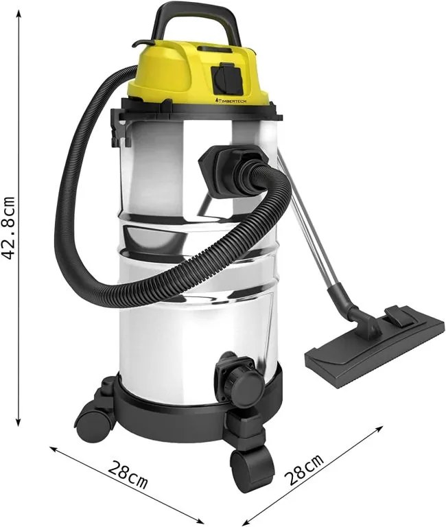 TIMBERTECH Priemyselný vysávač 1300 W, 30 litrov, žltý
