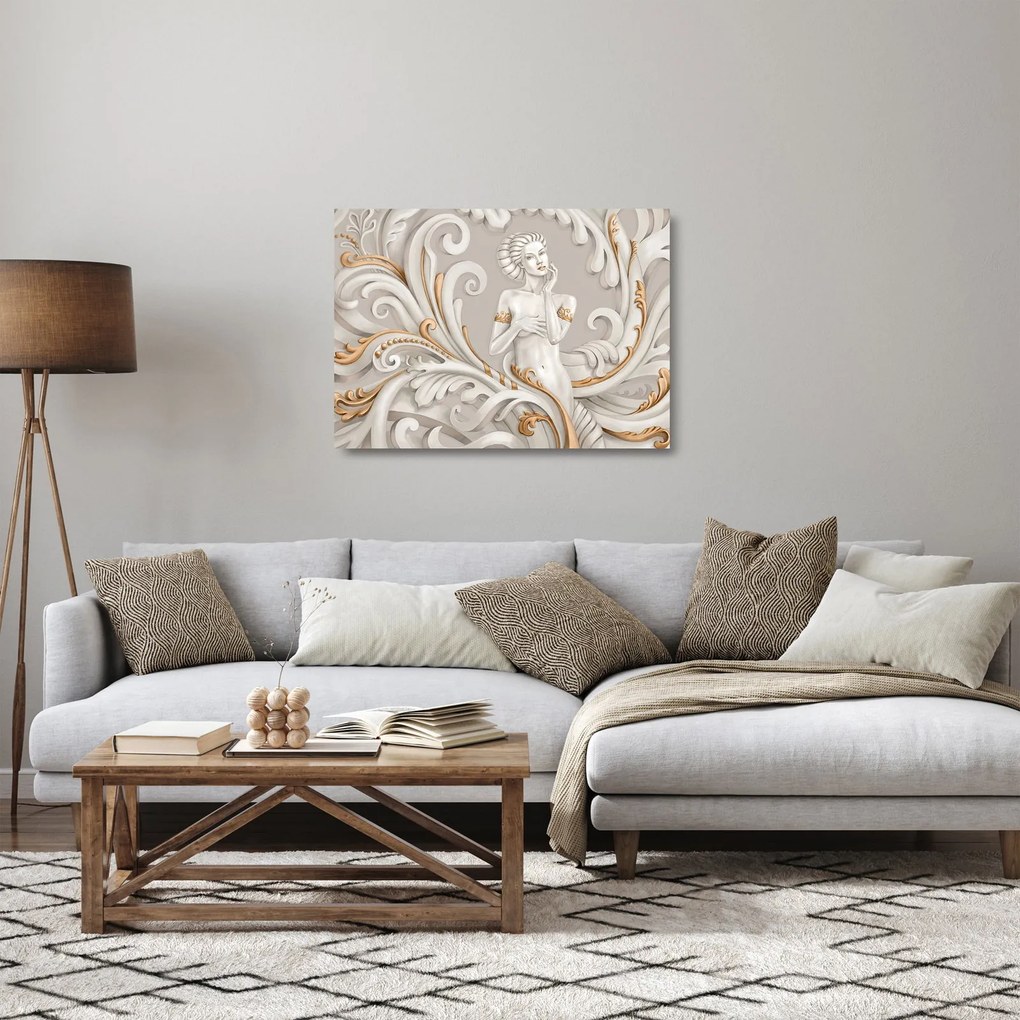 Sklenený obraz bohyne v ornamentálnom pozadí (70x50 cm)