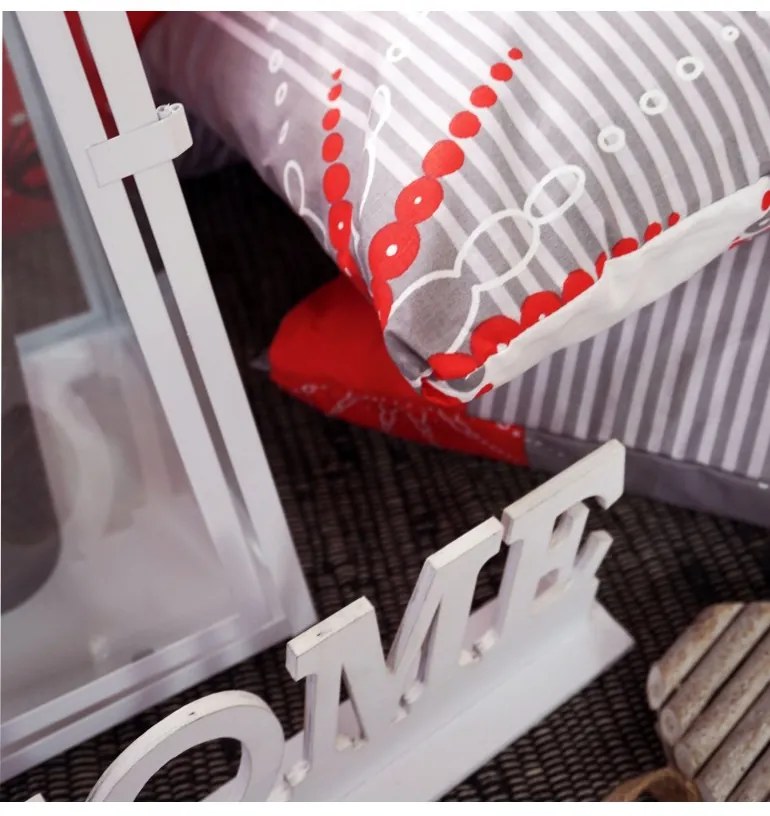 Obliečky bavlnené Tilia červené EMI, Štandardný set jednolôžko obsahuje 1x 140x200 + 1x 70x90