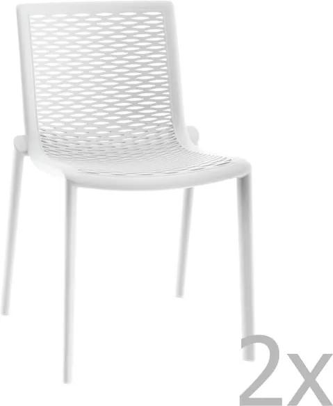 Sada 2 bielych záhradných jedálenských stoličiek Resol Net-Kat