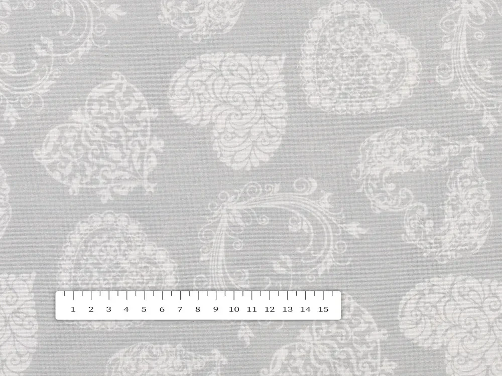 Biante Dekoračný oválny obrus PML-071 Srdce s ornamentami na sivom 120x140 cm