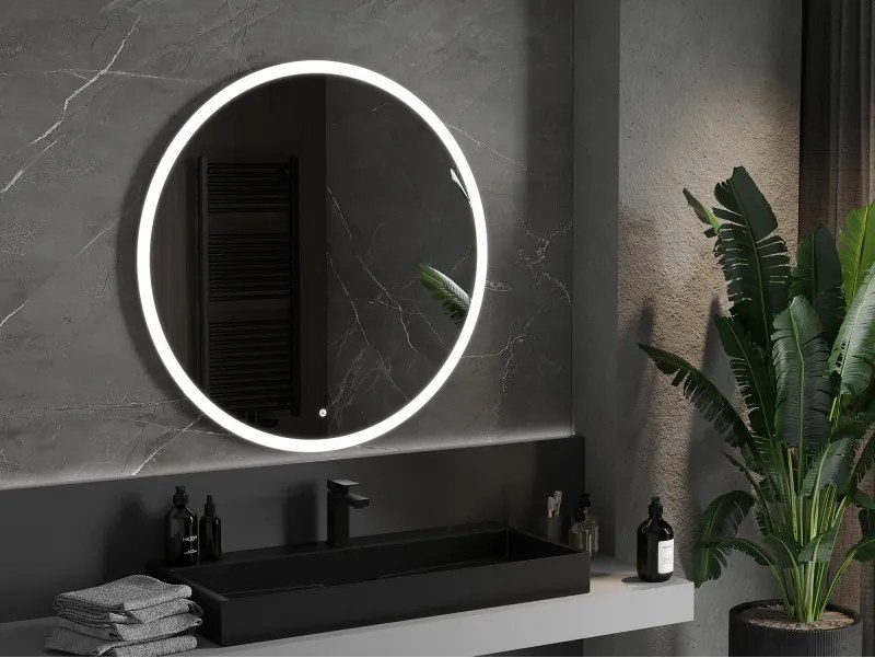 Mexen Oro, okrúhle LED podsvietené kúpeľňové zrkadlo 100 cm, 6000K, vykurovacia podložka proti zahmlievaniu, 9824-100-100-611-00