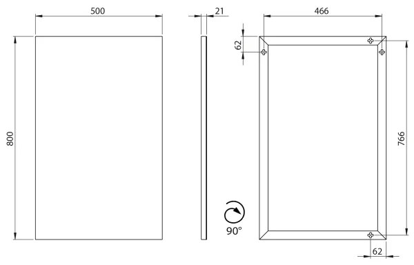 Sapho - Zrkadlo v ráme AROWANA 50x80 matná čierna