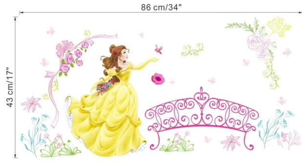 Samolepka na stenu "Princezná Belle" 43x86 cm
