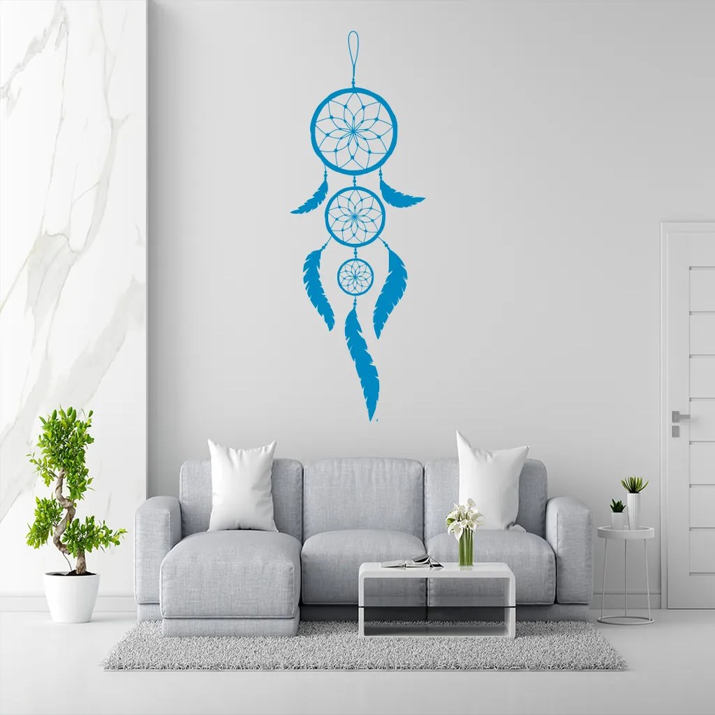 Veselá Stena Samolepka Indiánsky lapač snov Farba: modrá, Veľkosť: 60 x 20 cm