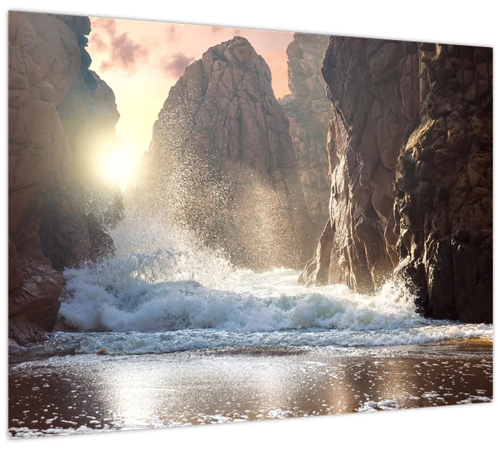 Obraz - Skaly a vlny oceánu (70x50 cm)