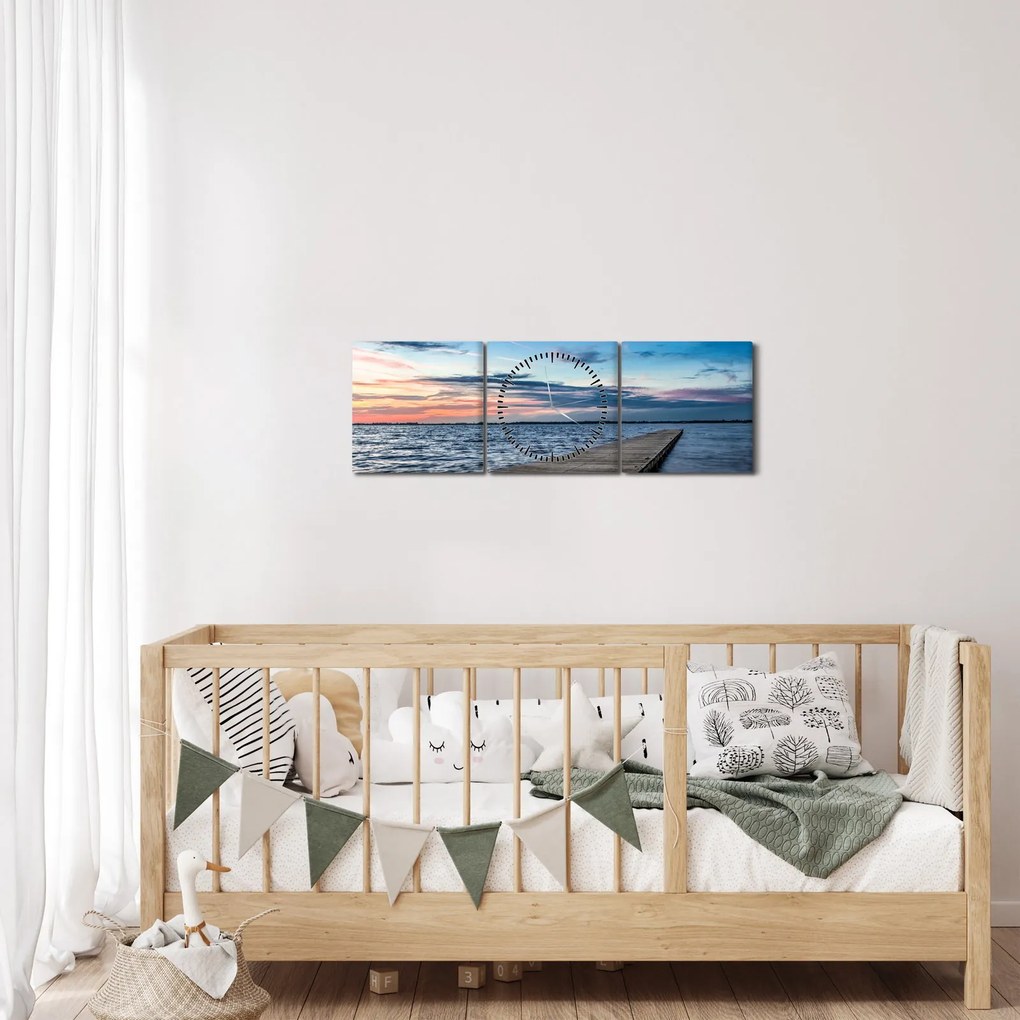 Obraz - Mólo (s hodinami) (90x30 cm)