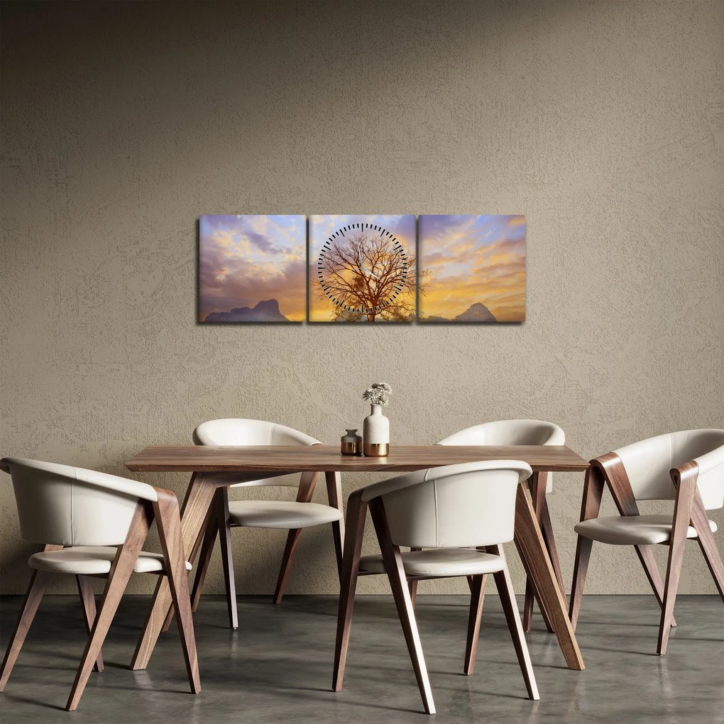 Obraz - Krajina so slnečnicami (s hodinami) (90x30 cm)