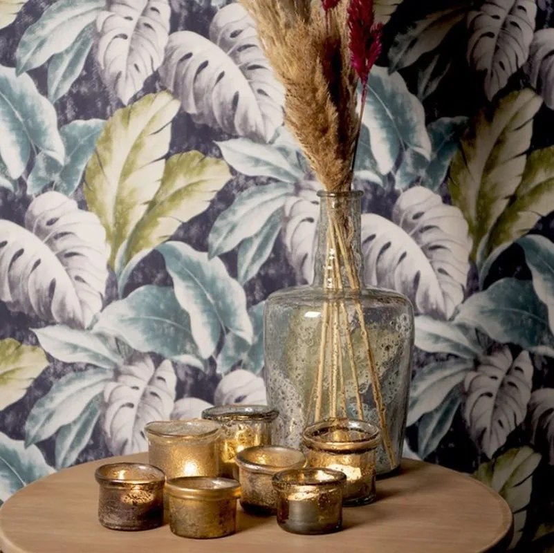 Zlatý sklenený svietnik na čajovú sviečku - Ø 8*6 cm