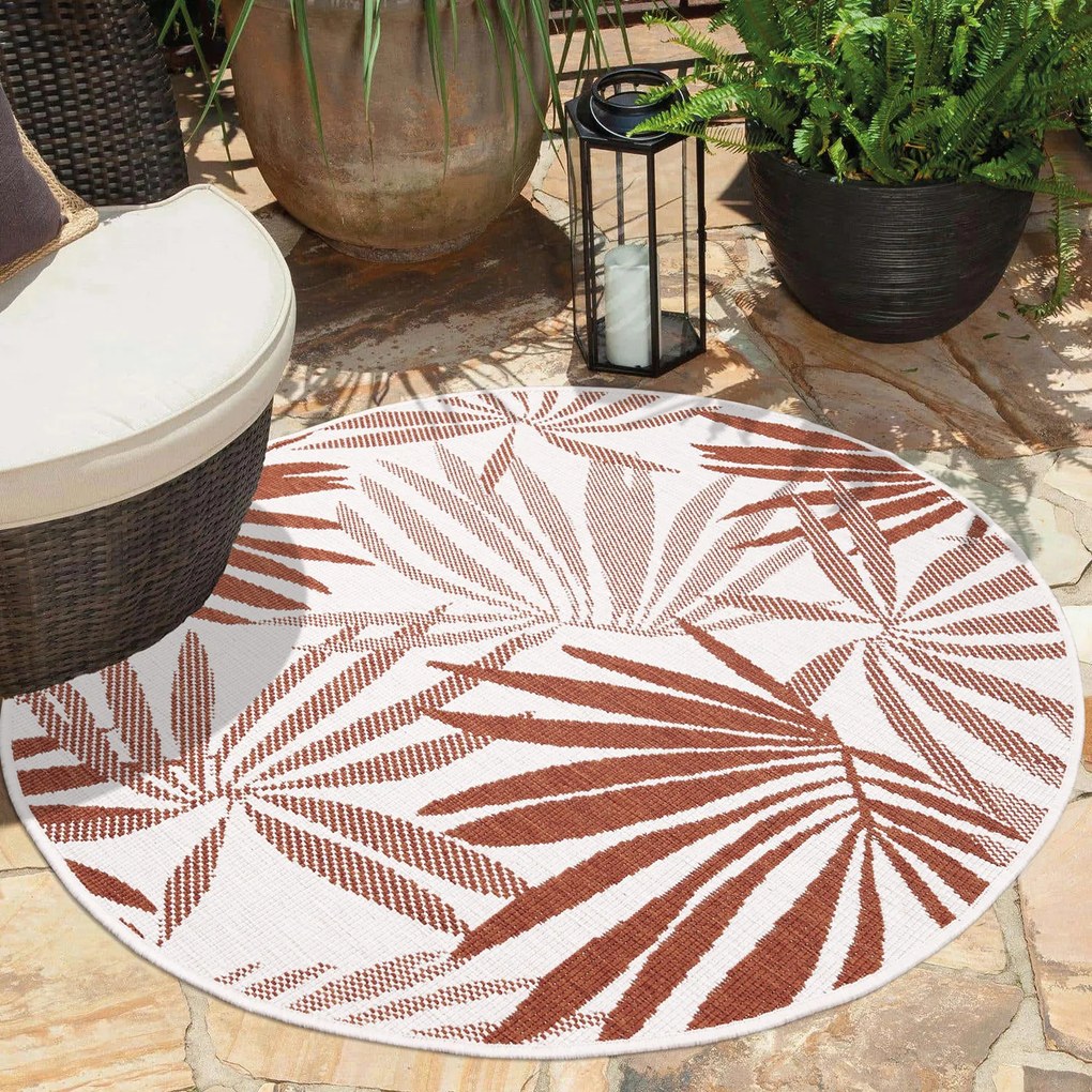 Dekorstudio Obojstranný okrúhly koberec na terasu DuoRug 5771 - tehlový Priemer koberca: 160cm
