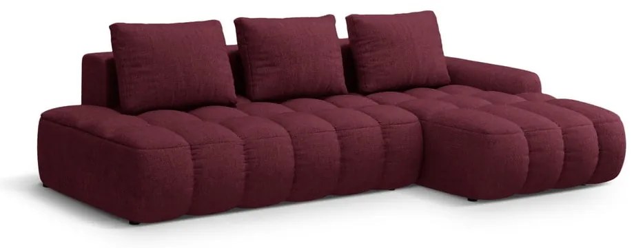 Vínovočervená rozkladacia/s úložným priestorom rohová pohovka (pravý roh/s leňoškou) Linz – Cosmopolitan Design