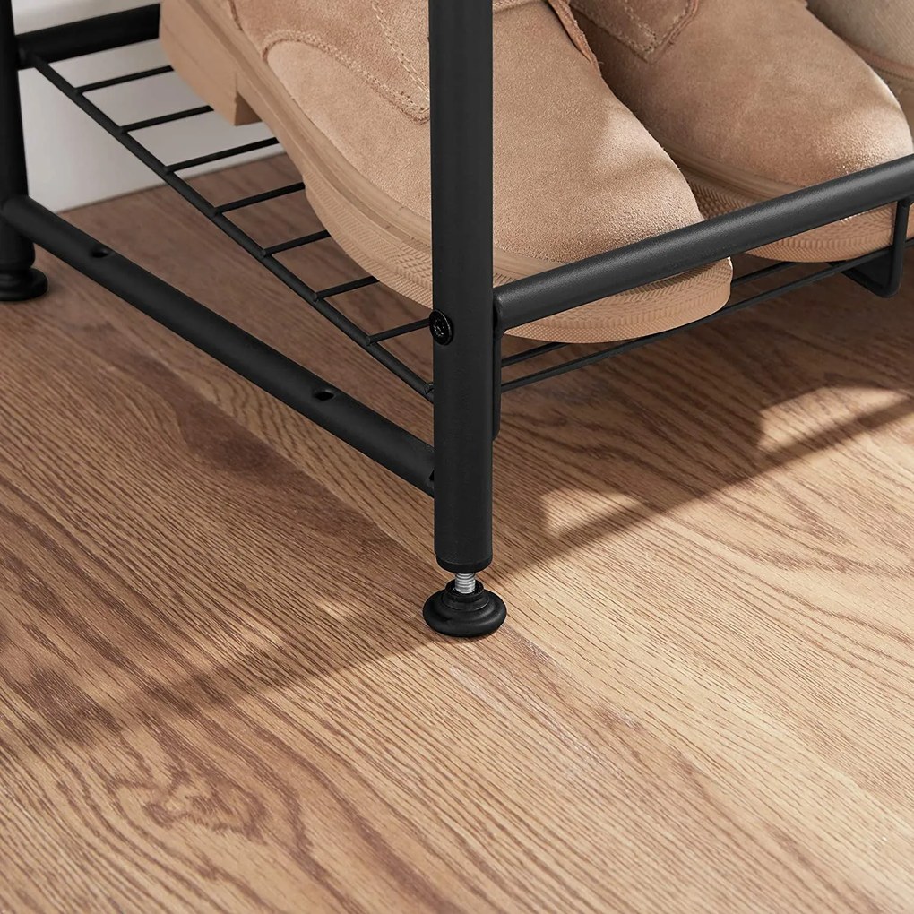 Stohovateľný botník, 3-úrovňový stojan na topánky, čierny