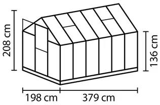 Skleník Vitavia Triton 7500 polykarbonát 4 mm 198x379 cm čierny vr. základového rámu