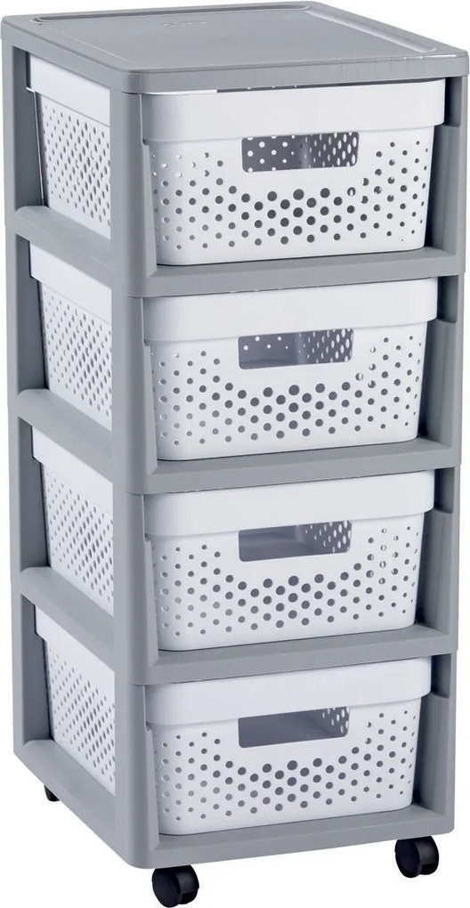Curver Zásuvky INFINITY 4x11L perforované biele, skladacie