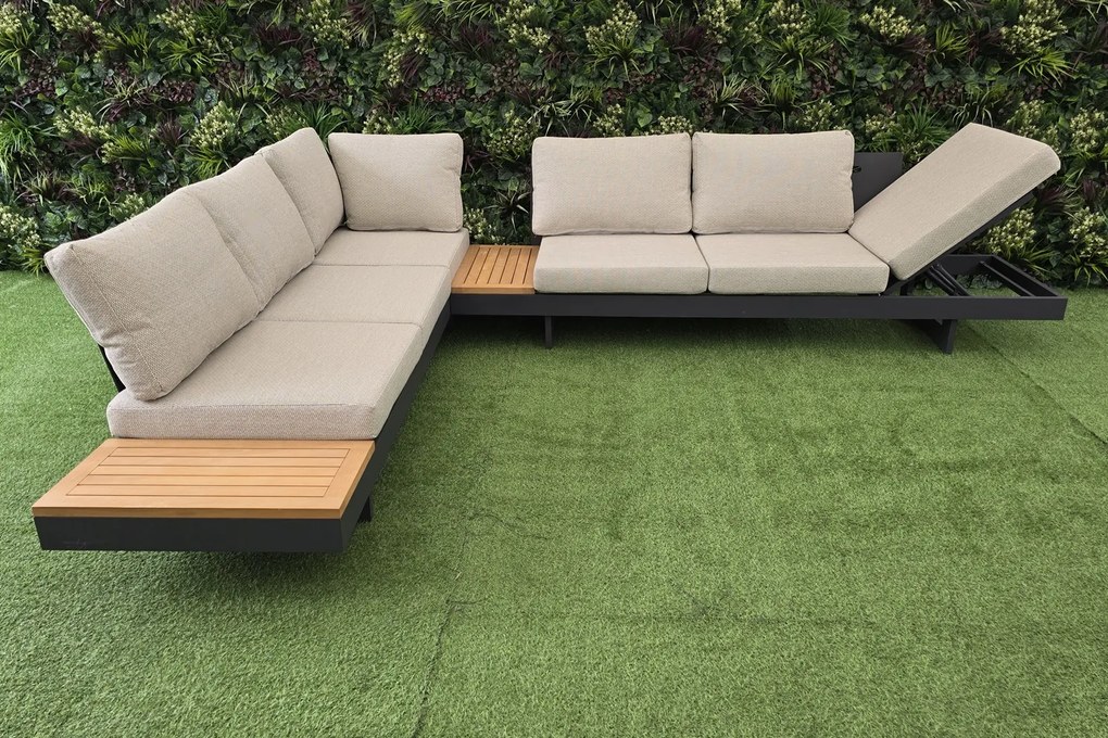 Multifunkčný hliníkový nábytok MARCO bez stola s béžovými poduškami