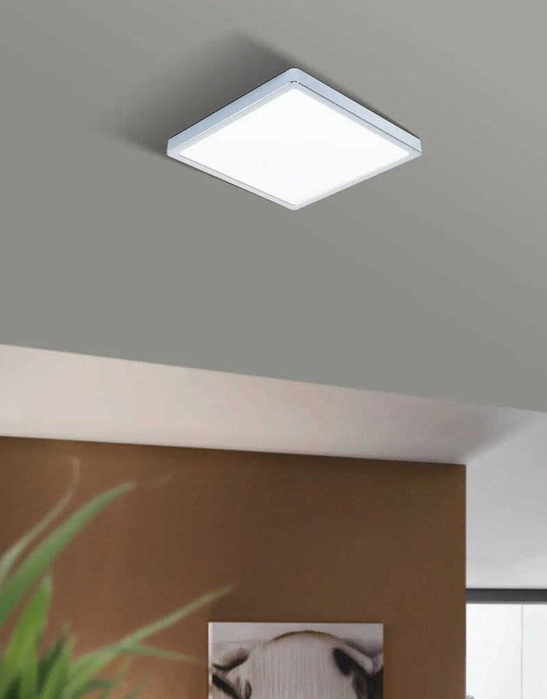 EGLO LED vstavané osvetlenie do kúpeľne FUEVA 5, 20W, teplá biela, 285x285mm, štvorcový, chróm