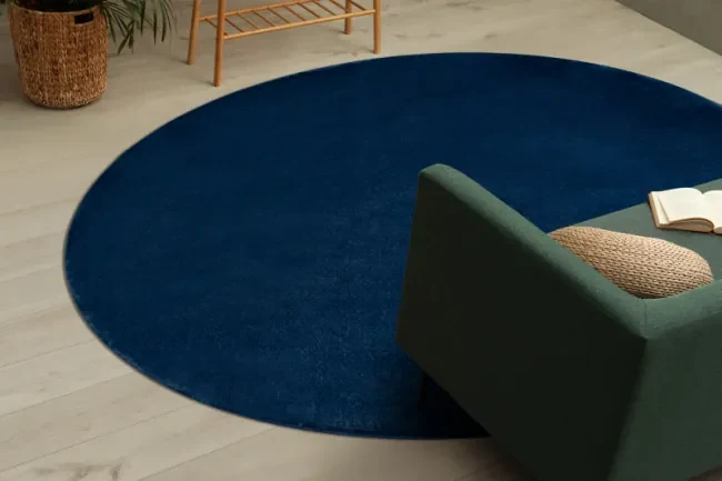 Protišmykový koberec POSH kruh Shaggy navy granát, plyš