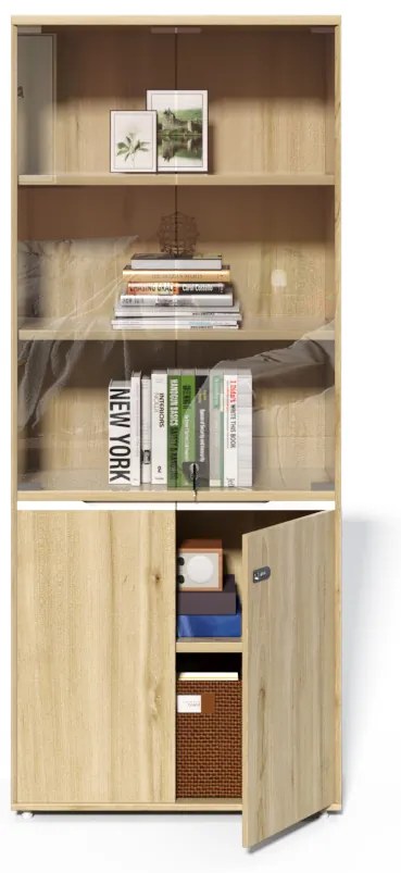 Vysoká kancelárska skriňa Houseland Profit Pro 02 prírodný dub