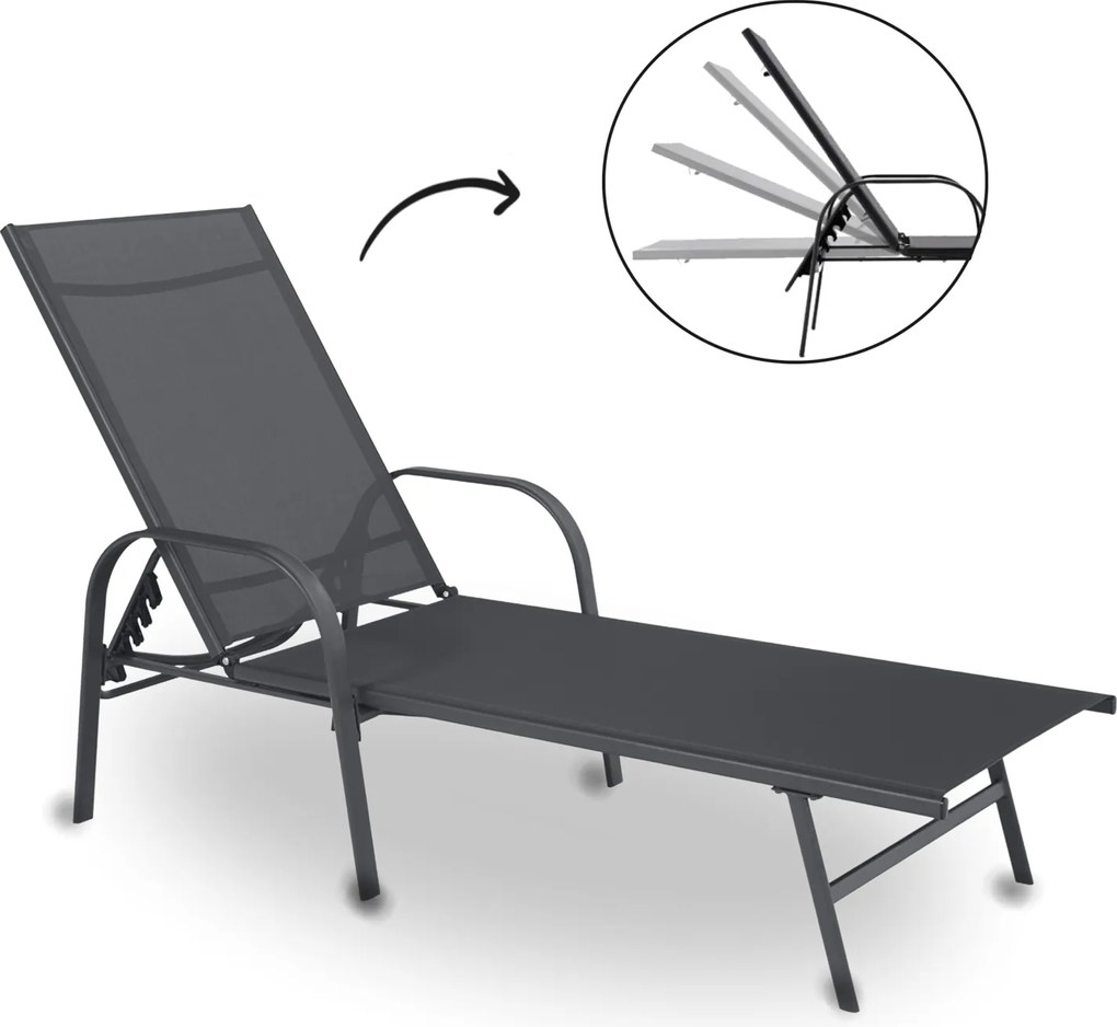 Garden Line ZÁHRADNÁ LEHÁTKO 195x69x94cm TMAVOSIVÁ *6111