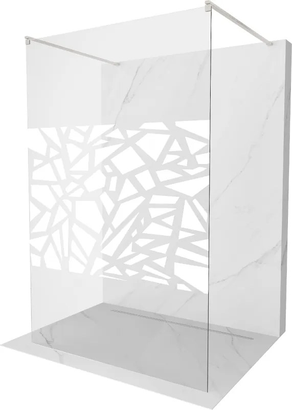 Mexen Kioto, sprchová zástena Walk-In 110 x 200 cm, 8mm číre sklo biely vzor, brúsená oceľ profil, 800-110-002-97-85