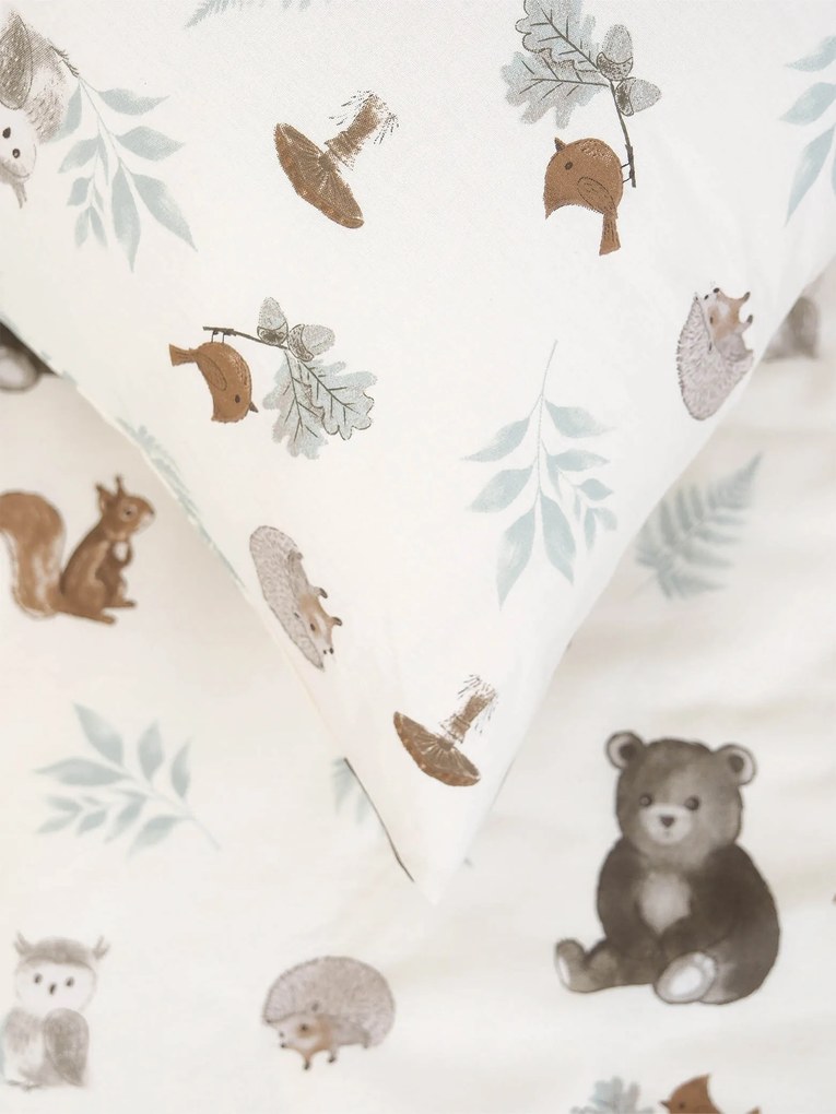 Bavlnená obliečka na vankúš Renforcé 50 × 70 cm - Medvedík v lese