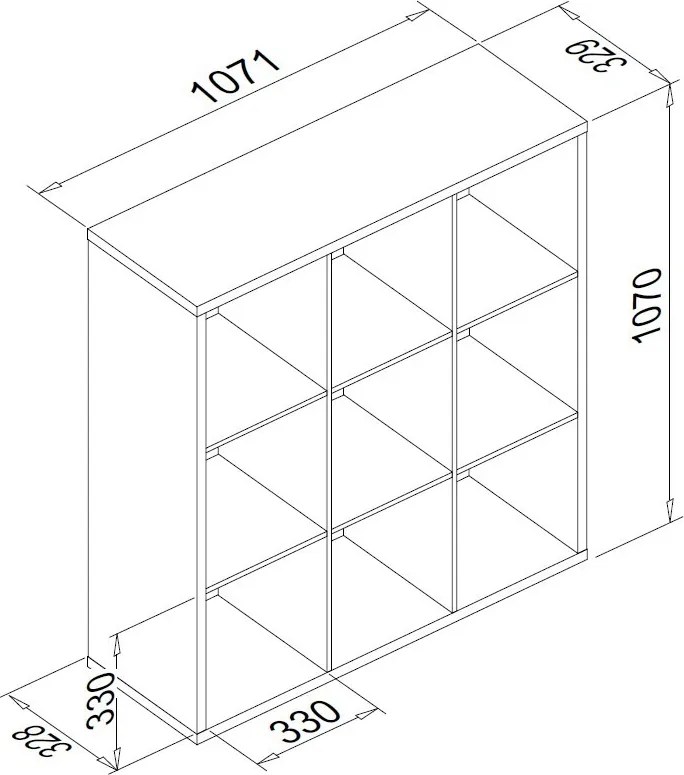 Regál Max, 3x3 priehradky, biely