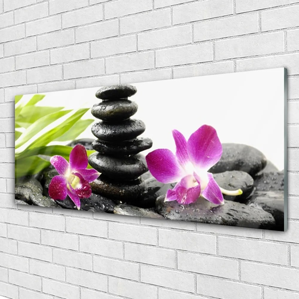 Obraz plexi Kamene zen kúpele orchidea 125x50 cm
