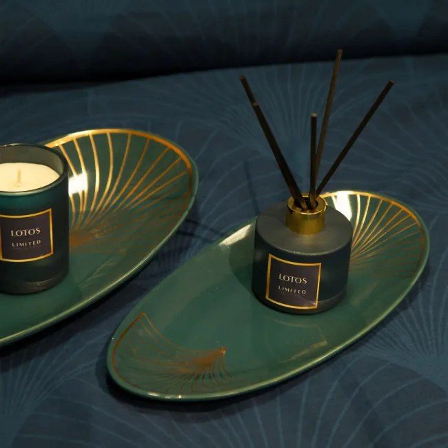 Dekoračný tanier LOTOS 10 1 tyrkysový / zlatý