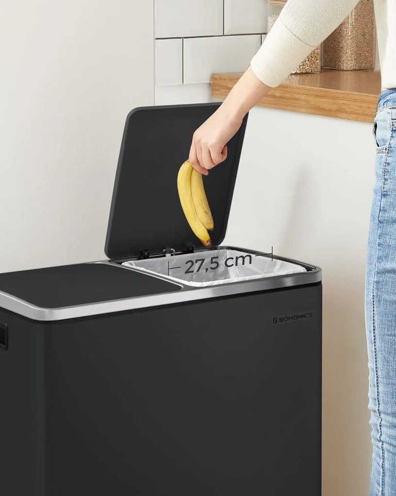 Odpadkový koš Gerry 2x24 l černý/stříbrný