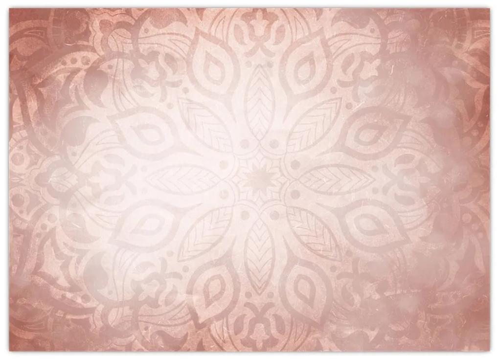 Sklenený obraz - Ružová mandala (70x50 cm)