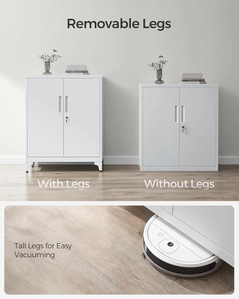 SONGMICS Oceľová kartotéka s 2 uzamykateľnými dvierkami – OMC013 Farba: sivá