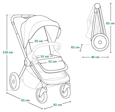 Lionelo - športový kočík MIKA PLUS olivovo zelený