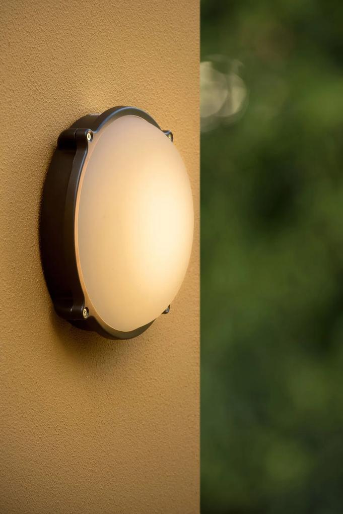 LUCIDE Nástenné vonkajšie LED svetlo so senzorom HUBLOT, 26W, teplá biela, 24,5cm, okrúhle