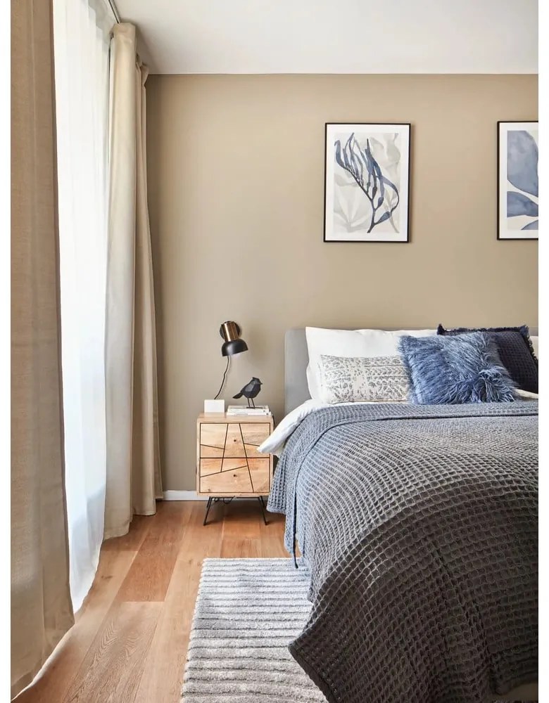 Sivá čalúnená dvojlôžková posteľ s úložným priestorom s roštom 140x200 cm Mattis – Meise Möbel