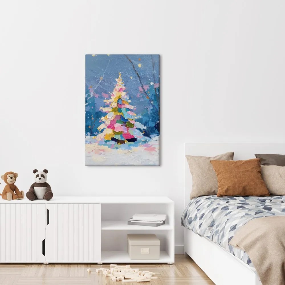 Obraz sviatočná noc s farebným stromčekom