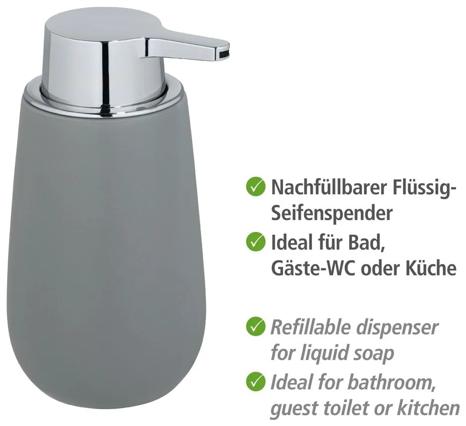 Sivý keramický dávkovač mydla 320 ml Badi – Wenko