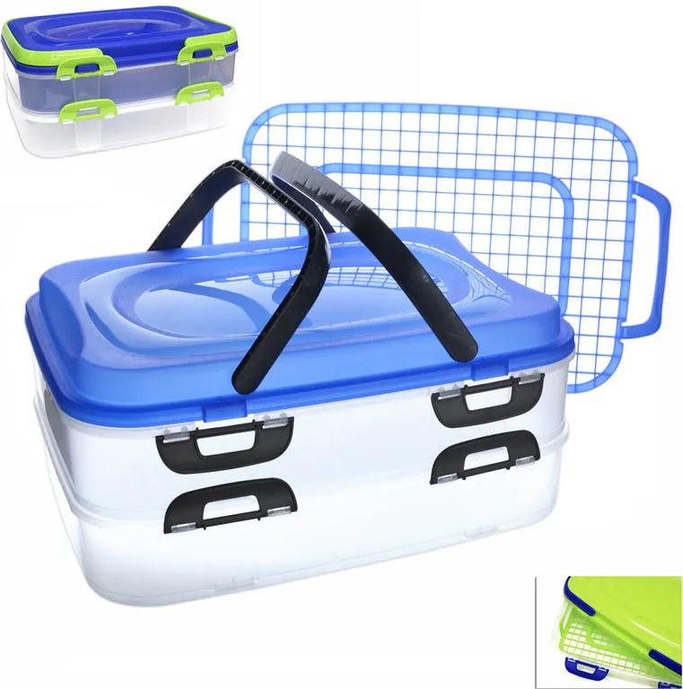 Plastový prenosný box na potraviny 2 poschodia