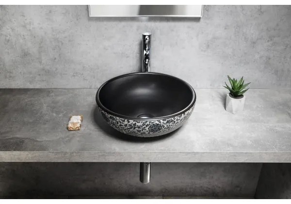 Sapho - Umývadlo na dosku PRIORI pr. 41 cm čierna/biela