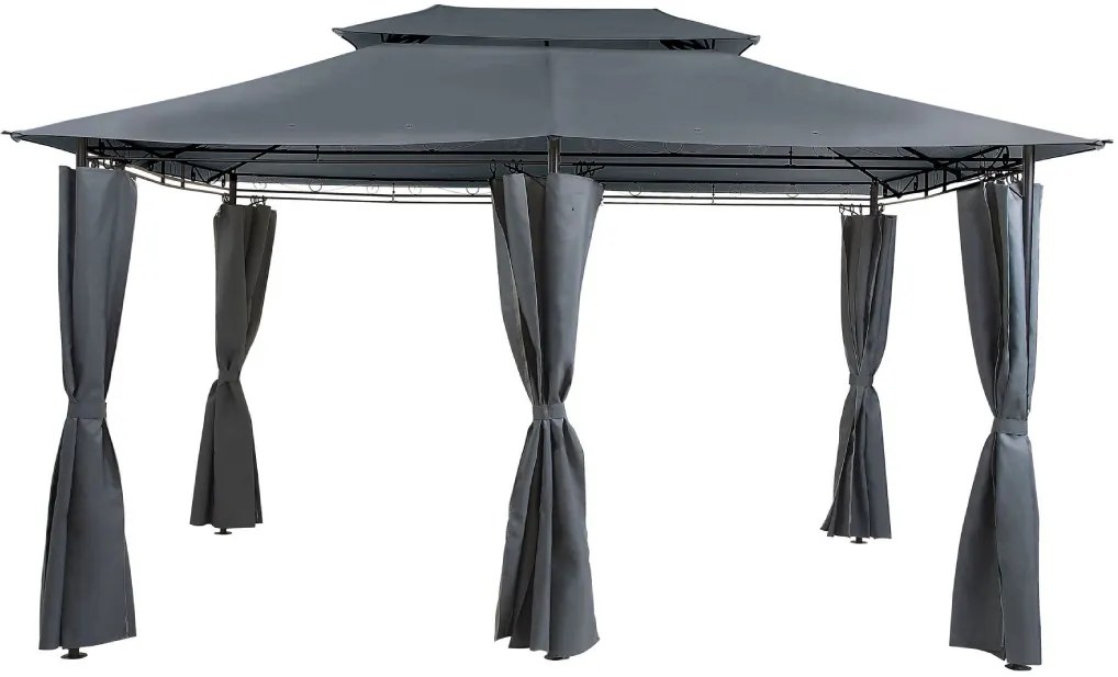 Záhradný altánok s LED solárnym osvetlením BestBerg BBGG-10 / 300 x 400 x 275 cm / šedá