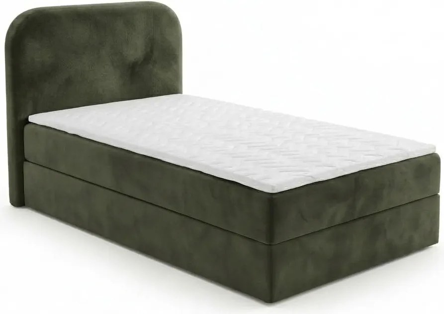 Čalúnená posteľ boxspring FORENA 90x200 cm tmavozelená Matrac: Bonell pružinová matrac