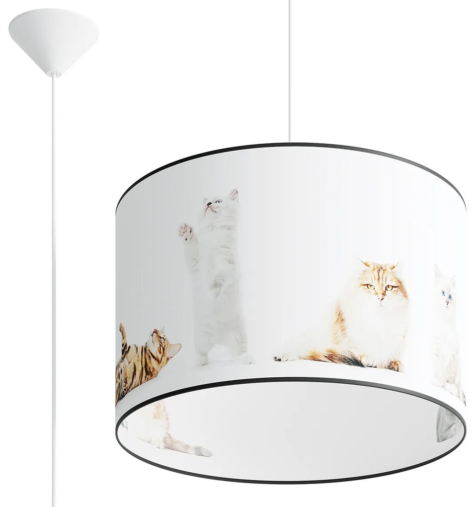 Detské závesné svietidlo Kitty, 1x plastové tienidlo so vzorom, (fi 40cm)