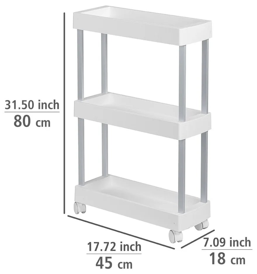 Biely plastový pojazdný regál 45x80 cm Mino - Wenko