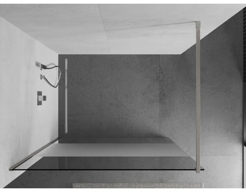 Mexen Kioto, sprchová zástena Walk-In 100 x 200 cm, 8mm číre sklo-námraza, brúsená oceľ profil, 800-100-101-97-35