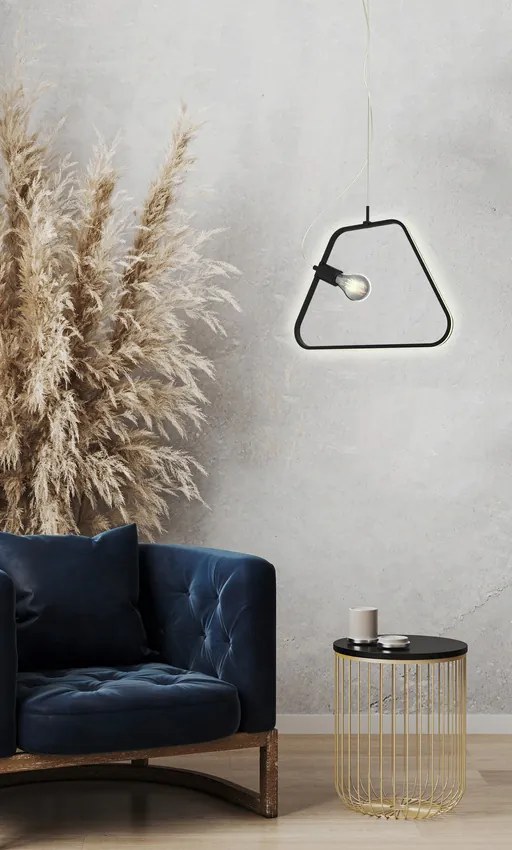 Čierna LED závesná lampa na lane Ikaria