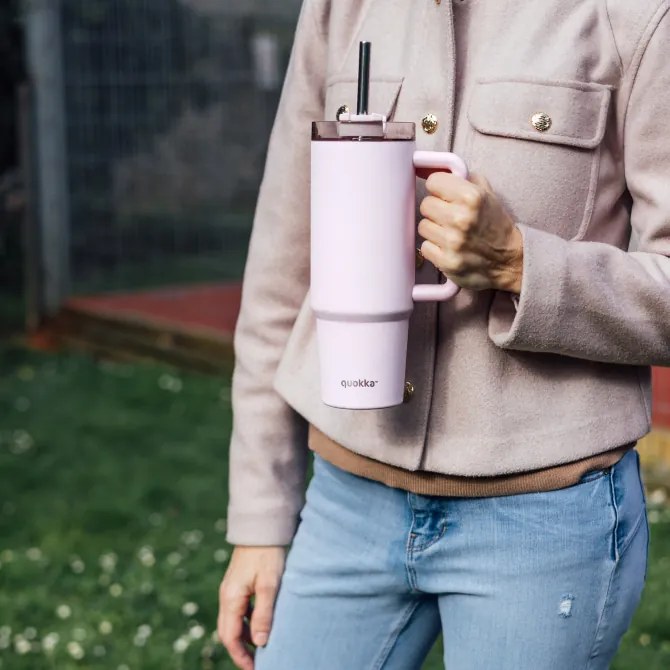 Nerezový termohrnček so slamkou Stream Light Pink 950 ml
