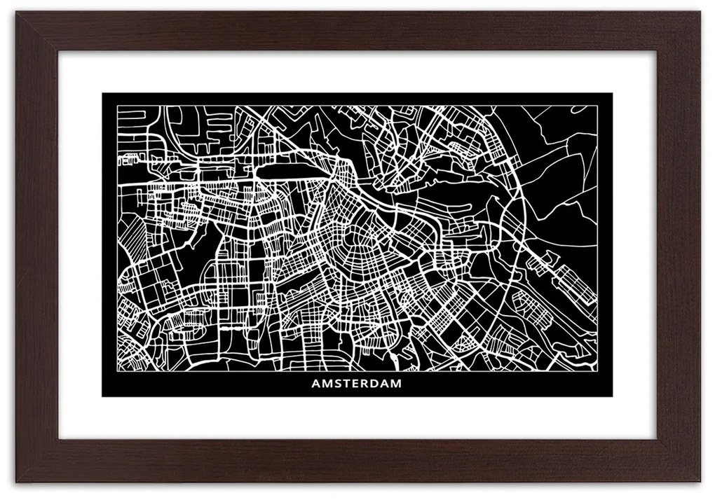 Gario Plagát Plán mesta Amsterdam Farba rámu: Bez rámu, Rozmery: 100 x 70 cm