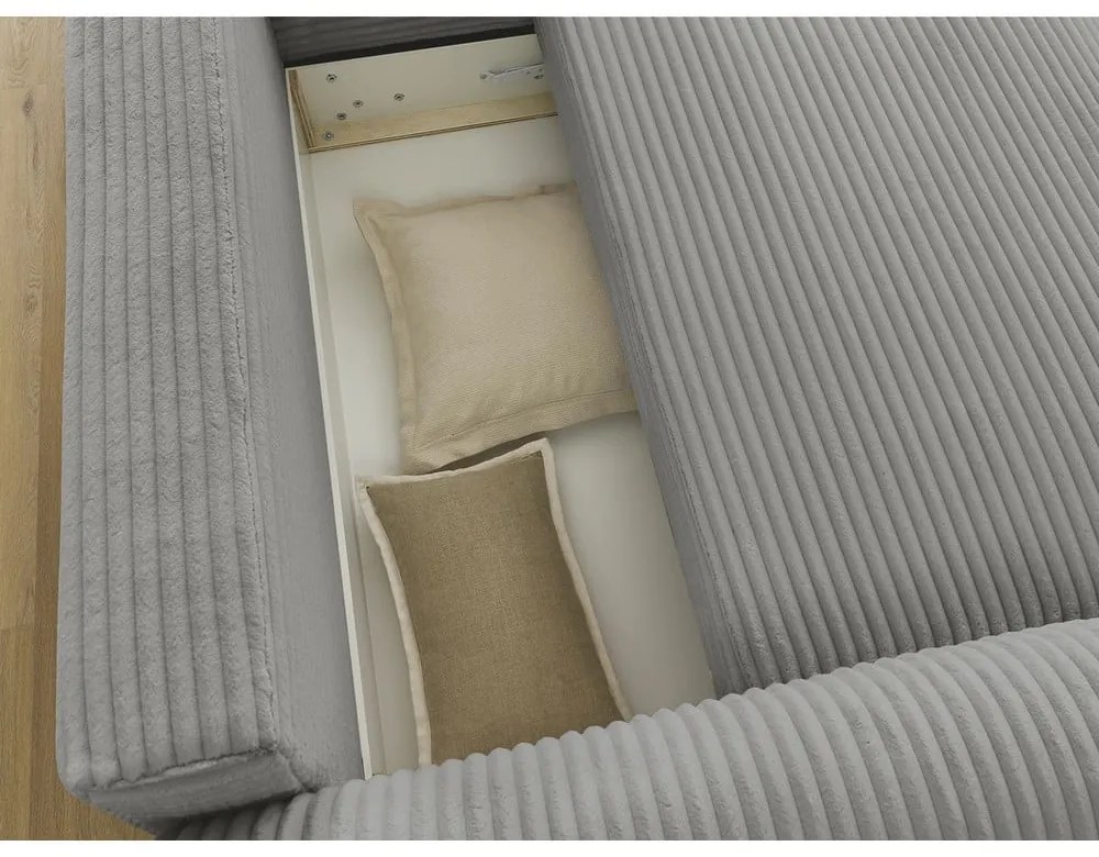 Tmavosivá menčestrová rozkladacia rohová pohovka (pravý roh) Lucien – Bobochic Paris