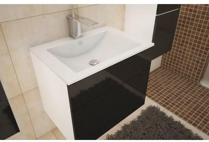 AKCIA Biela skrinka pod umývadlo MASON BL13, čierny vysoký lesk HG II. akosť