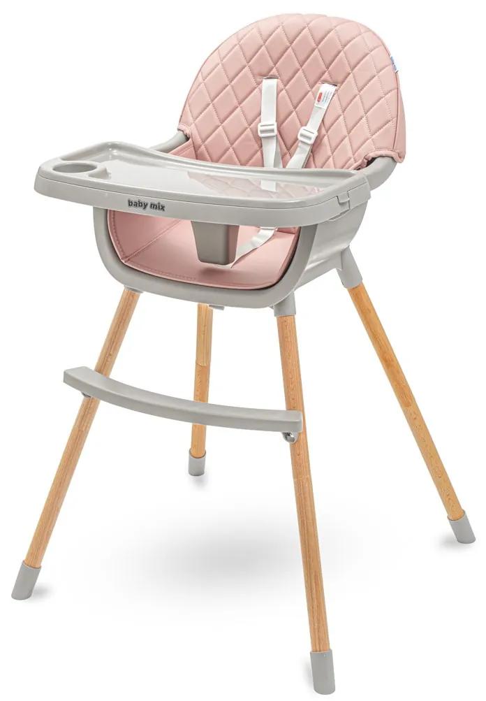 Jedálenská stolička Baby Mix Freja wooden dusty pink